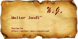 Welter Jenő névjegykártya